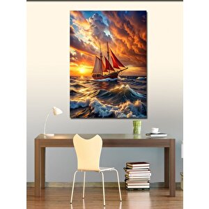 Kanvas Tablo Denizdeki Yelkenli Tekne 70x100 cm