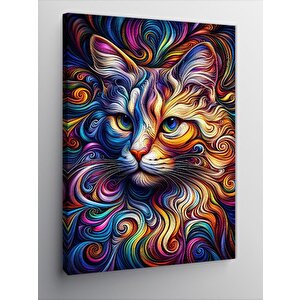Kanvas Tablo Renkli Kedi 100x140 cm