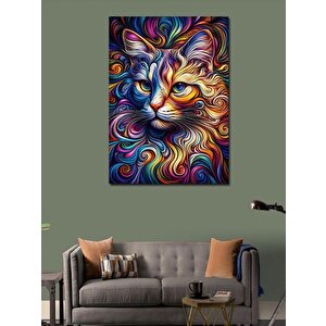 Kanvas Tablo Renkli Kedi 100x140 cm