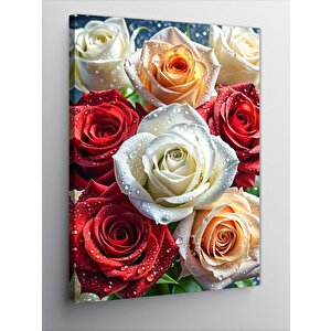 Kanvas Tablo Beyaz Ve Kırmızı Güller 70x100 cm