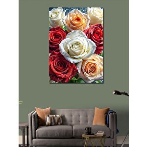 Kanvas Tablo Beyaz Ve Kırmızı Güller 70x100 cm