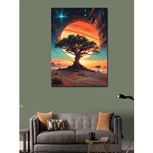 Kanvas Tablo Dev Ağaç Ve Gün Batımı Manzarası 70x100 cm