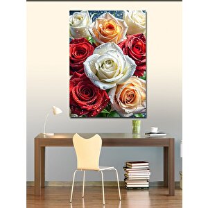 Kanvas Tablo Beyaz Ve Kırmızı Güller 100x140 cm