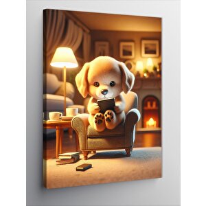 Kanvas Tablo Telefona Bakan Köpek
