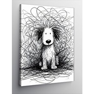 Kanvas Tablo Sevimli Köpek Karakalem 100x140 cm