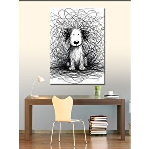 Kanvas Tablo Sevimli Köpek Karakalem 70x100 cm