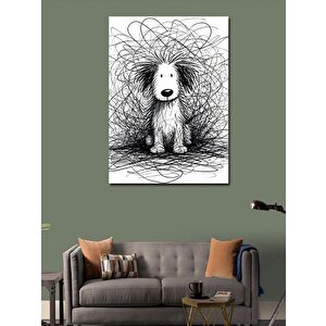 Kanvas Tablo Sevimli Köpek Karakalem 70x100 cm