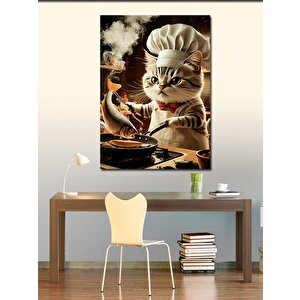 Kanvas Tablo Balık Yapan Aşçı Kedi