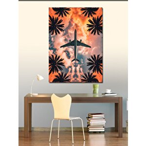 Kanvas Tablo Palmiye Ağaçları Ve Uçak 100x140 cm