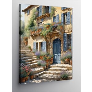 Kanvas Tablo Retro Ev Ve Çiçekler