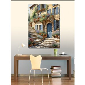 Kanvas Tablo Retro Ev Ve Çiçekler