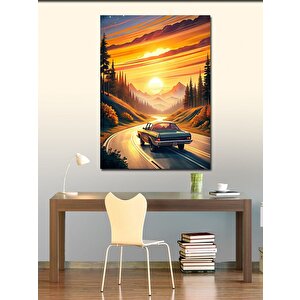 Kanvas Tablo Gün Batımındaki Araba 70x100 cm