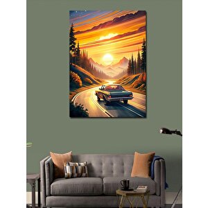 Kanvas Tablo Gün Batımındaki Araba 70x100 cm