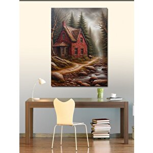Kanvas Tablo Göl Kenarındaki Retro Ev 100x140 cm