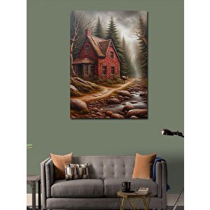 Kanvas Tablo Göl Kenarındaki Retro Ev 100x140 cm