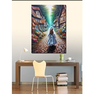 Kanvas Tablo Küçük Çocuk Ve Retro Kasaba