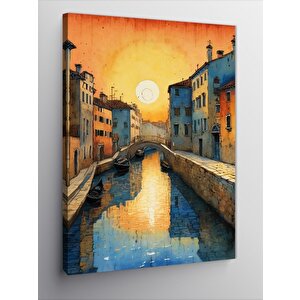 Kanvas Tablo Kanaldaki Evler 100x140 cm