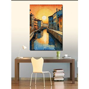 Kanvas Tablo Kanaldaki Evler 100x140 cm