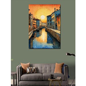 Kanvas Tablo Kanaldaki Evler 100x140 cm