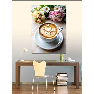 Kanvas Tablo Çiçekler Ve Kahve Sanatı