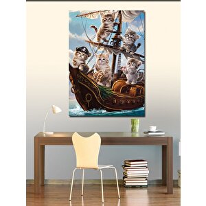 Kanvas Tablo Korsan Kediler 100x140 cm