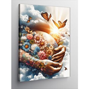 Kanvas Tablo Çiçekler Ve Kelebekler 70x100 cm