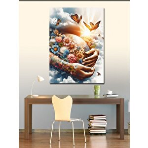 Kanvas Tablo Çiçekler Ve Kelebekler 70x100 cm