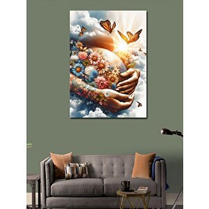 Kanvas Tablo Çiçekler Ve Kelebekler 70x100 cm