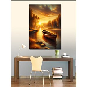 Kanvas Tablo Ahşap Tekne Ve Göl 70x100 cm