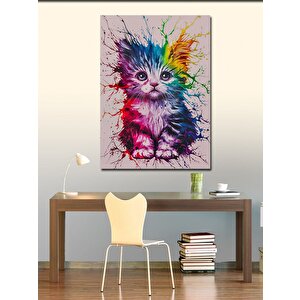 Kanvas Tablo Renkli Kedi 70x100 cm