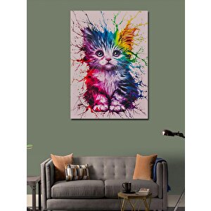 Kanvas Tablo Renkli Kedi 70x100 cm