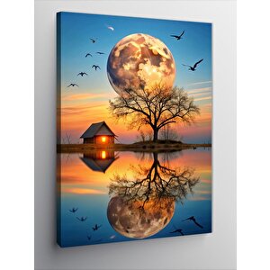 Kanvas Tablo Dolunay Ve Göl 70x100 cm