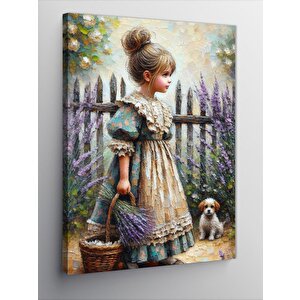 Kanvas Tablo Çiçek Toplayan Küçük Kız 70x100 cm