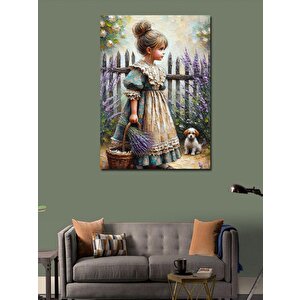 Kanvas Tablo Çiçek Toplayan Küçük Kız 70x100 cm