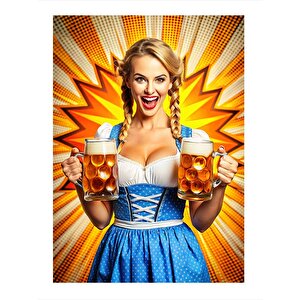 Retro Barmen Kadın Mdf Poster 35cm X50cm 35x50 cm
