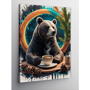 Kanvas Tablo Kahve İçen Ayı 70x100 cm