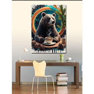 Kanvas Tablo Kahve İçen Ayı 70x100 cm