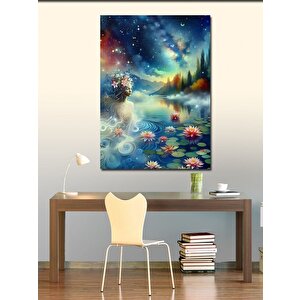 Kanvas Tablo Soyut Kadın Ve Nilüfer Çiçekleri 70x100 cm