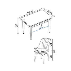 Tulca Serisi, Meşe Desen 70x110 Sabit Mdf Yemek Masası Takımı 4 Adet Sandalye