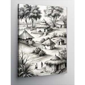 Kanvas Tablo Afrikadaki Evler 70x100 cm