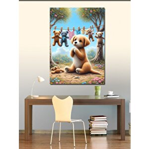 Kanvas Tablo Yavru Köpek Ve Oyuncakları 100x140 cm