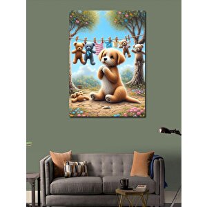 Kanvas Tablo Yavru Köpek Ve Oyuncakları 100x140 cm