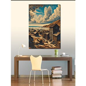 Kanvas Tablo Retro Sahil Kasabası 100x140 cm