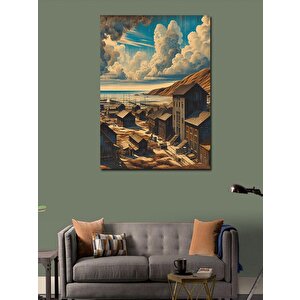 Kanvas Tablo Retro Sahil Kasabası 100x140 cm