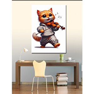 Kanvas Tablo Keman Çalan Kedi 70x100 cm