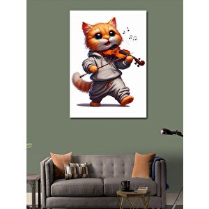 Kanvas Tablo Keman Çalan Kedi 70x100 cm