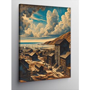 Kanvas Tablo Retro Sahil Kasabası