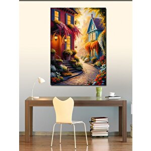 Kanvas Tablo Çiçekli Köy Evleri 70x100 cm