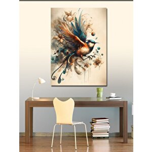Kanvas Tablo Sevimli Kuş Ve Çiçekler 70x100 cm