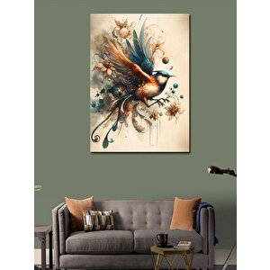 Kanvas Tablo Sevimli Kuş Ve Çiçekler 70x100 cm